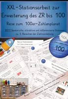 Vorschau - Stundenentwürfe - XXL Stationsarbeit zur Zahlenraumerweiterung bis 100!! 30 (!) spielerische, attraktive Stationen + Stationsplan zur Förderung der Zahlvorstellung, Reihen- und Stundentransparenz - Deckblatt