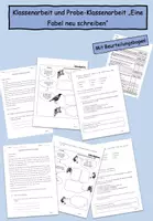 Vorschau - Klassenarbeiten - Probearbeit & Klassenarbeit "Fabeln" mit Beurteilungsbogen - Deckblatt