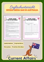 Vorschau - Arbeitsblätter - Social Media Ban Australia - Current Affairs - Deckblatt