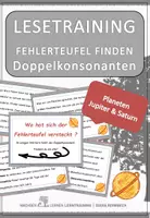 Vorschau - Fördermaterial/Inklusion - Planeten Spezial - Jupiter & Saturn: Fehlerteufel Lesekarten Doppelkonsonanten - Deckblatt