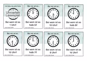 Vorschau - Spiele - Uhrzeiten Lesespiel - Uhr - Zeit - Spiel - Freiarbeit - Seite 1