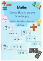 Vorschau - Spiele - Mathe Dominos ZR20 mit und ohne ZÜ - Freiarbeit - Deckblatt