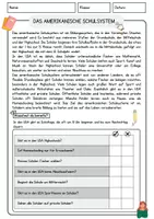 Vorschau - Arbeitsblätter - Das amerikanische Schulsystem DaZ Leseverstehen Deutsch Lesen und verstehen Lesetext mit Fragen und Lösungen - Seite 1