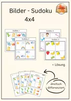 Vorschau - Stationenlernen - Bilder-Sudoku 4x4 – Differenziert - Deckblatt