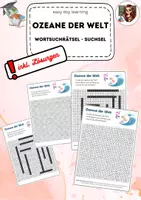 Vorschau - Arbeitsblätter - Ozeane der Welt - Suchsel - Wortsuchrätsel DAF DAZ DFU - Deckblatt