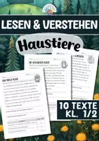 Vorschau - Arbeitsblätter - Lesen & Verstehen - Haustiere (Klasse 1/2) - Deckblatt