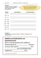 Vorschau - Merkblätter - Quadratwurzeln Addieren und Subtrahieren - Deckblatt