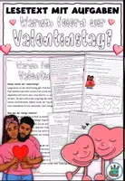 Vorschau - Arbeitsblätter - "Warum feiern wir Valentinstag?" Lesetext mit Aufgaben - Deutsch / DaZ / DaF - Deckblatt