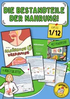 Vorschau - Arbeitsblätter - Die Bestandteile der Nahrung! (Wozu benötigt der Körper Energie? Wie lauten die Schritte der Verdauung? Welche Nährstoffe gibt es und welche Aufgaben erfüllen sie im Körper? Nährwerttabelle und Nährwertdatenbank) - Deckblatt