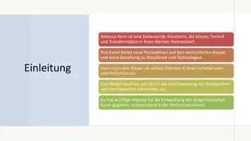 Vorschau - Präsentationen/Tafelbilder - Rebecca Horn – Kunst, Körper und Technologie | Unterrichtsmaterial - Seite 1