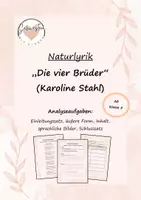 Vorschau - Arbeitsblätter - Naturlyrik "Die vier Brüder" - Gedichtanalyse - Deckblatt