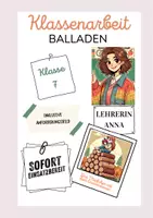 Vorschau - Arbeitsblätter - Klassenarbeit Balladen Klasse 7 - Deckblatt