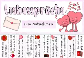 Vorschau - Mal- und Bastelvorlagen - Liebessprüche zum Mitnehmen - Valentinstag - Seite 1