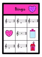 Vista previa - Juegos / Gamificación - Bingo de San Valentin - Notas en clave de sol - página 1
