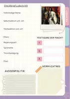 Vorschau - Arbeitsblätter - Erstellung eines Steckbriefes zu Ludwig XIV (Sonnenkönig) - Deckblatt