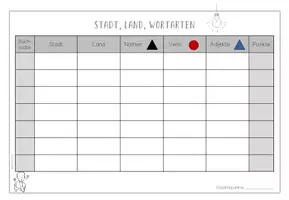 Vorschau - Arbeitsblätter - Stadt Land Wortarten / Wortarten-Spiel - Seite 3