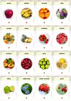 Aperçu - Feuilles d'exercices - Cartes de vocabulaire des fruits (en catalan) - Page 1