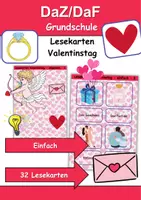 Vorschau - Arbeitsblätter - Lesekarten/Bildkarten Valentinstag einfach - DaZ/DaF, Deutsch (Grundschule) - Deckblatt