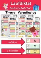 Vorschau - Unterrichtsreihen - Laufdiktat / Schleichdiktat Valentinstag - DaZ/DaF, Deutsch (Diktat) - Deckblatt