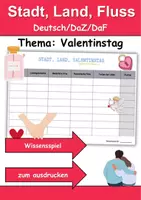 Vorschau - Arbeitsblätter - Stadt, Land, Fluss Valentinstag - DaZ/DaF, Deutsch (Klassenspiel) - Deckblatt