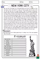 Vorschau - Arbeitsblätter - New York City Englisch Reading Comprehension 9 Klasse Englisch Textverständnis - Seite 1