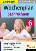 Vorschau - Arbeitsblätter - Wochenplan Sachrechnen Klasse 6 | Textaufgaben, Maßeinheiten, Geld, Brüche, Prozentrechnung, Geometrie, Statistik | Mathematik Sekundarstufe I Klasse 6 Lösungen - Deckblatt