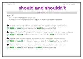 Vorschau - Arbeitsblätter - should and shouldn't worksheet (mit Lösung) - Seite 2