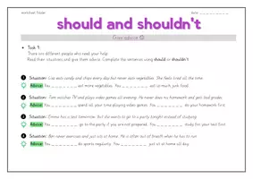 Vorschau - Arbeitsblätter - should and shouldn't worksheet (mit Lösung) - Deckblatt