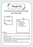 Vorschau - Spiele - Lesespiel "Finde fix - Obst" Blitzlesen - Seite 1
