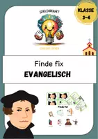 Vorschau - Spiele - Lesespiel "Finde fix - Evangelisch" Blitzlesen - Deckblatt