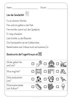 Vorschau - Arbeitsblätter - Lesen, Textverständnis, Differenzierung, Finn und Lina im Park - Seite 1