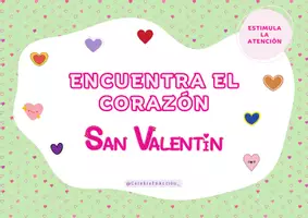 Vista previa - Hojas de trabajo - Ejercicio de Atención: encuentra el corazón - San Valentín - Portada