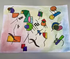 Vorschau - Arbeitsblätter - 🎨 Wassily Kandinsky - Würfelbild malen / Würfelvorlage - Seite 2
