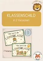 Vorschau - Poster - Löwenklasse- Türschild/ Klassenschild - Deckblatt