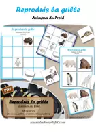 Aperçu - Apprentissages en autonomie - Jeu Reproduis la grille - Animaux du froid - Page de couverture
