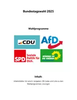 Vorschau - Arbeitsblätter - Wahlprogramme der Parteien (Bundestagswahl 2025) – Arbeitsblätter - Deckblatt
