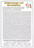 Vorschau - Arbeitsblätter - Zahlenmengen und Wurzelziehen - Suchsel - Wortsuchrätsel sprachsensibel DAF DAZ - Seite 1