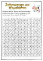 Vorschau - Arbeitsblätter - Zahlenmengen und Wurzelziehen - Suchsel - Wortsuchrätsel sprachsensibel DAF DAZ - Seite 3