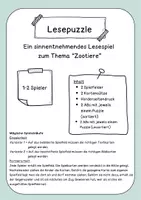 Vorschau - Spiele - Sinnentnehmendes Lesespiel "Lesepuzzle -Zootiere“ - Seite 1