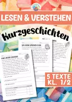 Vorschau - Arbeitsblätter - Lesen & Verstehen - Kurzgeschichten (Klasse 1/2) - Deckblatt
