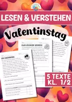 Vorschau - Arbeitsblätter - Lesen & Verstehen - Valentinstag (Klasse 1/2) - Deckblatt