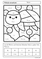 Vorschau - Arbeitsblätter - Lesen und Malen – Vokale & Leuchter erkennen und einsetzen | Deutsch Klasse 1 - Seite 3