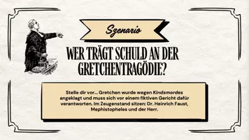 Vorschau - Arbeitsblätter - Gerichtsverhandlung Faust: Wer trägt Schuld an der Tragödie? - Deckblatt