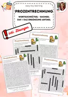 Vorschau - Arbeitsblätter - Prozentrechnung - Suchsel - Wortsuchrätsel sprachsensibel DAF DAZ - Deckblatt
