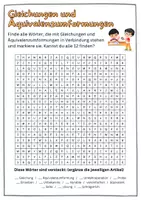 Vorschau - Arbeitsblätter - Gleichungen und Äquivalenzumformung - Suchsel - Wortsuchrätsel DAF/DAZ - Seite 1