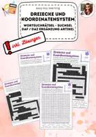 Vorschau - Arbeitsblätter - Dreiecke und Koordinatensystem - Suchsel - Wortsuchrätsel DAF/DAZ - Deckblatt