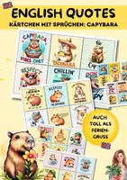 Vorschau - Mal- und Bastelvorlagen - English Quotes Kärtchen mit Sprüchen Capybara - Deckblatt