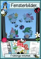 Vorschau - Arbeitsblätter - Frühlingshafte Fensterbilder: Wichtel im Frühling – Kreative Fensterdeko, Mal- und Bastelvorlagen - Deckblatt