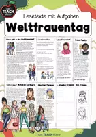 Vorschau - Arbeitsblätter - Weltfrauentag - Lesetext mit Aufgaben - Deckblatt