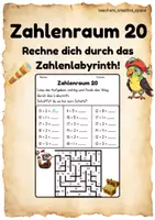 Vorschau - Arbeitsblätter - Zahlenraum 20 - Finde den Weg durchs Zahlenlabyrinth! - Deckblatt